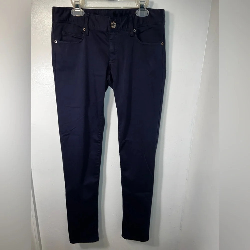 Lilly Pulitzer,2, worth sateen, midnight blue skinny lo-rise logo button zip